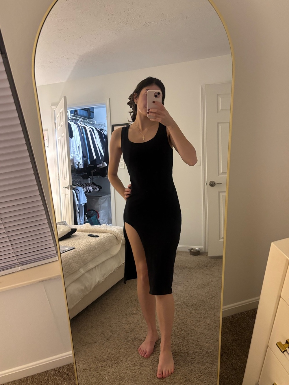Reformation knit midi dress with slit size XS